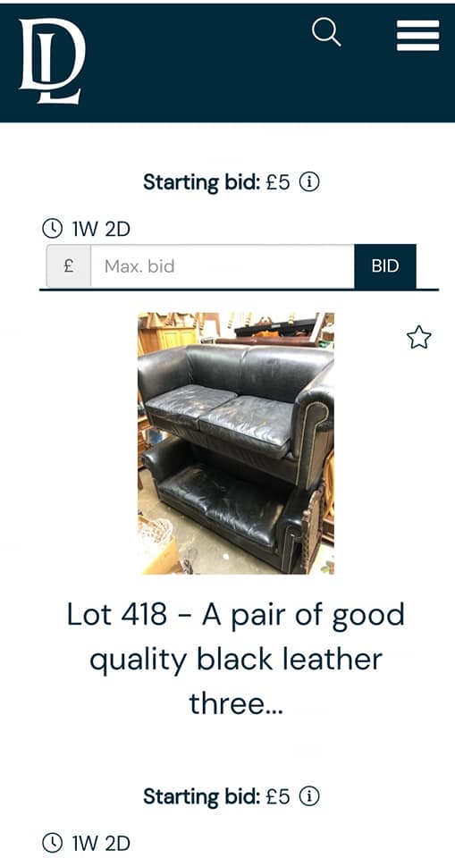 Black leather sofa