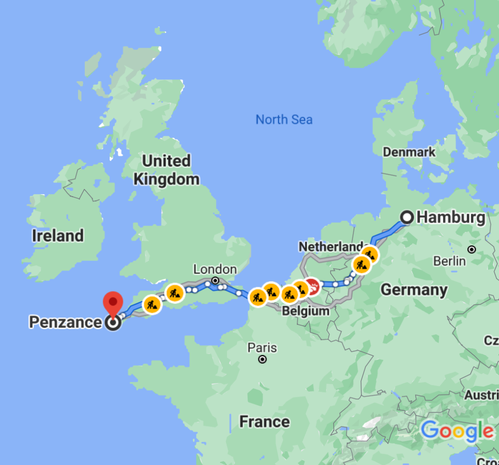 Hamburg to Penzance
