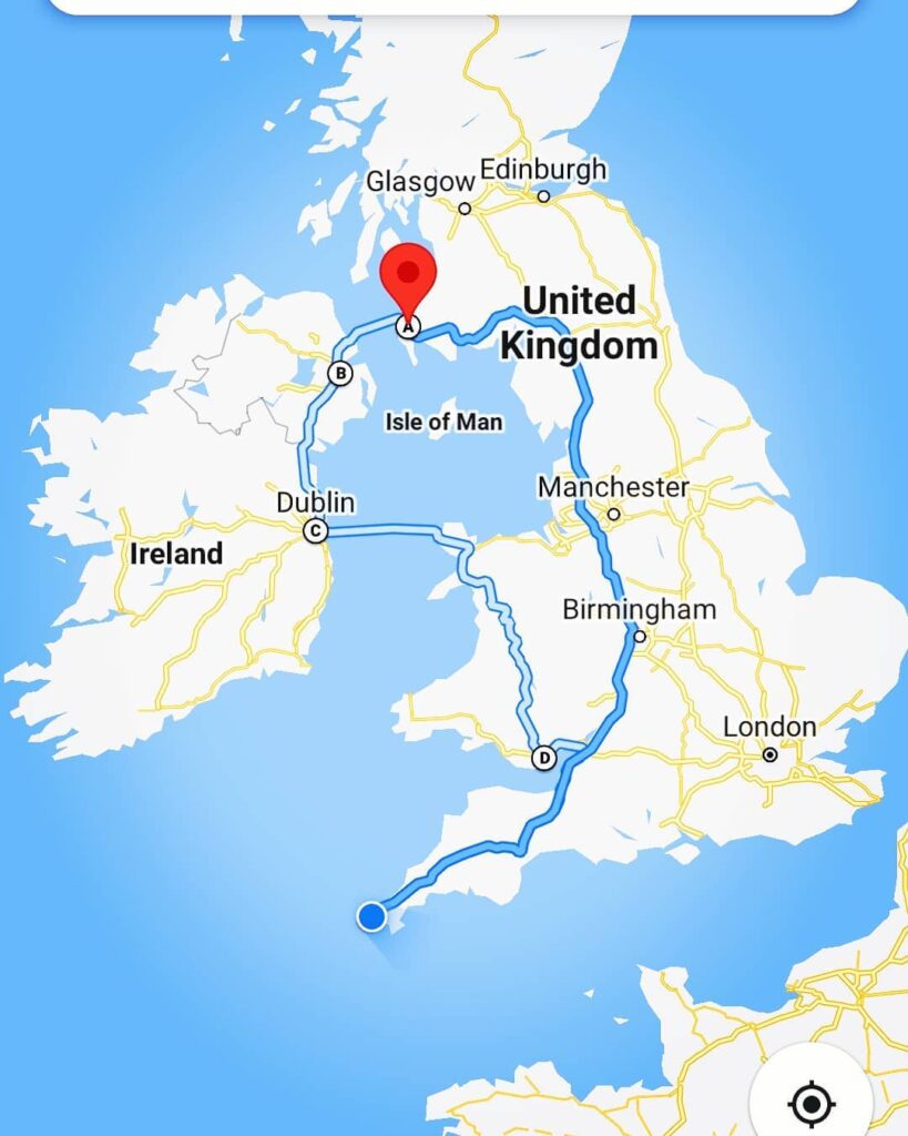 Cornwall to Scotland to Ireland